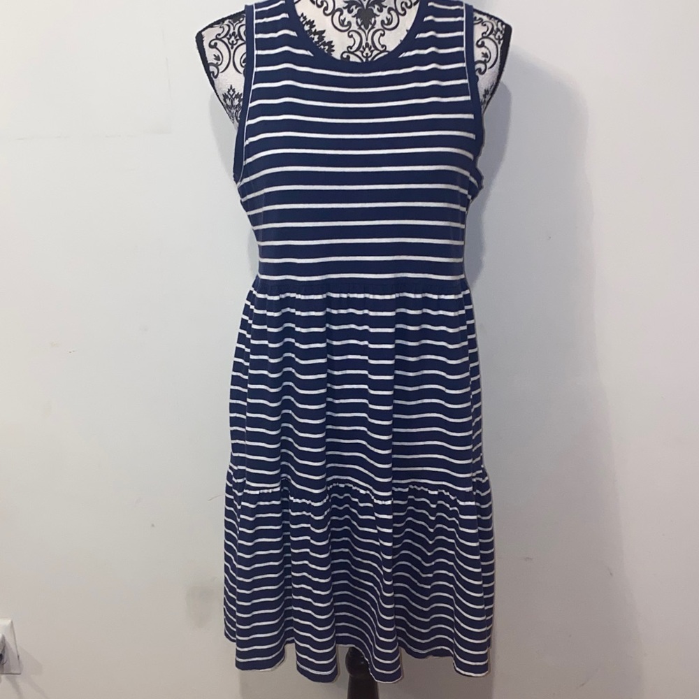 3/$45 J. Crew Striped Navy & White Sleeveless Mini Dress Size Small